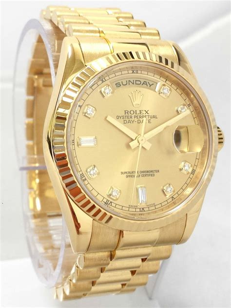 rolex day date presidential champagne 18k yellow gold watch|Rolex 118238 day date.